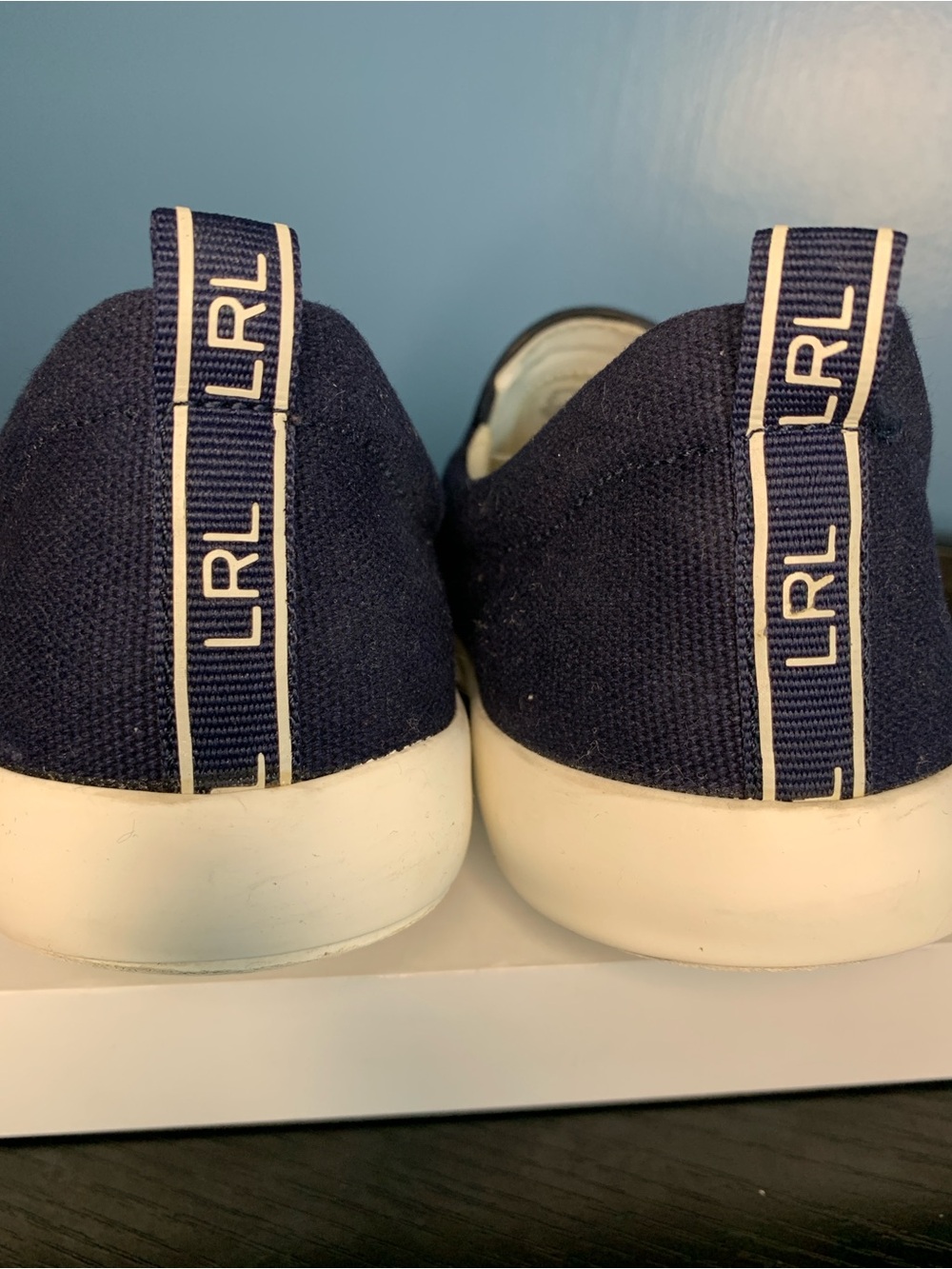 Lauren Ralph Lauren Navy Canvas Slip On Sneakers for Women - Picture 6 of 7